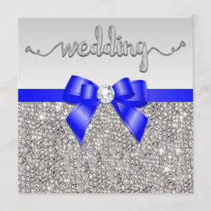Convites Faux Silver Sequins Royal Blue Arco Casamento