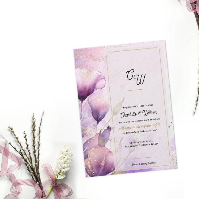 Convites  Faux Vellum Luxury Monogram Floral Wedding (Faux Vellum Luxury Monogram Floral Wedding Invitation)
