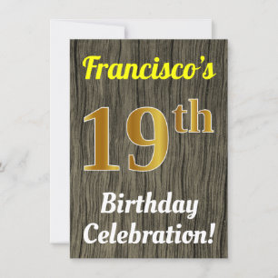 Convites Faux Wood, Faux Celebração de 19 de aniversário