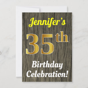 Convites Faux Wood, Faux Celebração de 35º aniversário 
