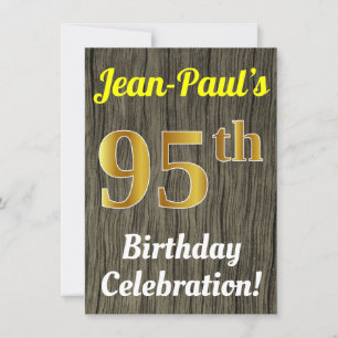 Convites Faux Wood, Faux Celebração de 95º aniversário 