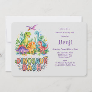 Convites Favor de Festa de Aniversário de Dinossauro Colori