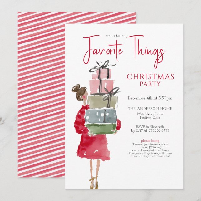 Convites Favorite Things Christmas Party (Frente/Verso)