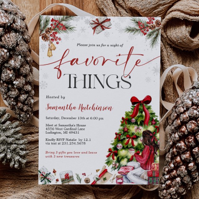 Convites Favorite Things Gift Exchange Party Invite (Favorite Things Gift Exchange Party Invite)
