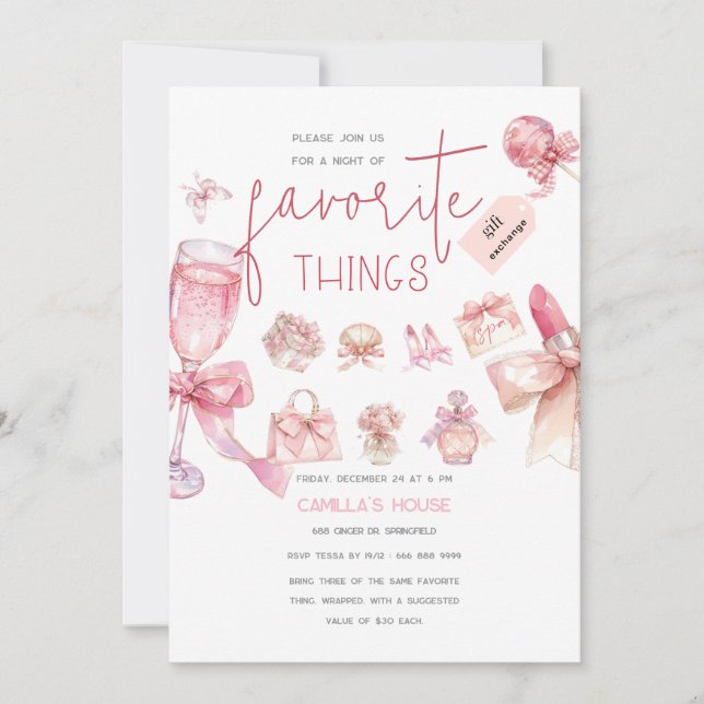 Convites Favoritos | Festa de Coisas Favoritas de Férias (Frente)