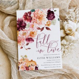 Convites Faye Burgundy Fall In Love Autumn Chá de panela