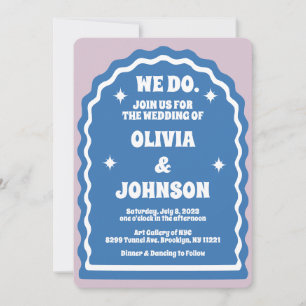 Convites Fazemos Arco Azul Roxo Retro Onda Moderno