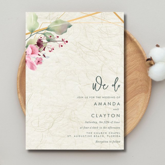 Convites Fazemos Casamento (We Do Elegant Floral Botanical Wedding Invitation)