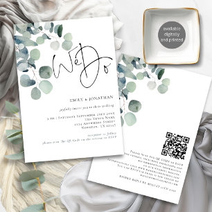 Convites Fazemos Casamento Moderno do Código de QR Eucalypt