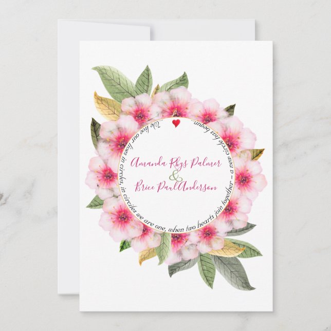 Convites Fazemos flor de cereja com casamento poema (Frente)