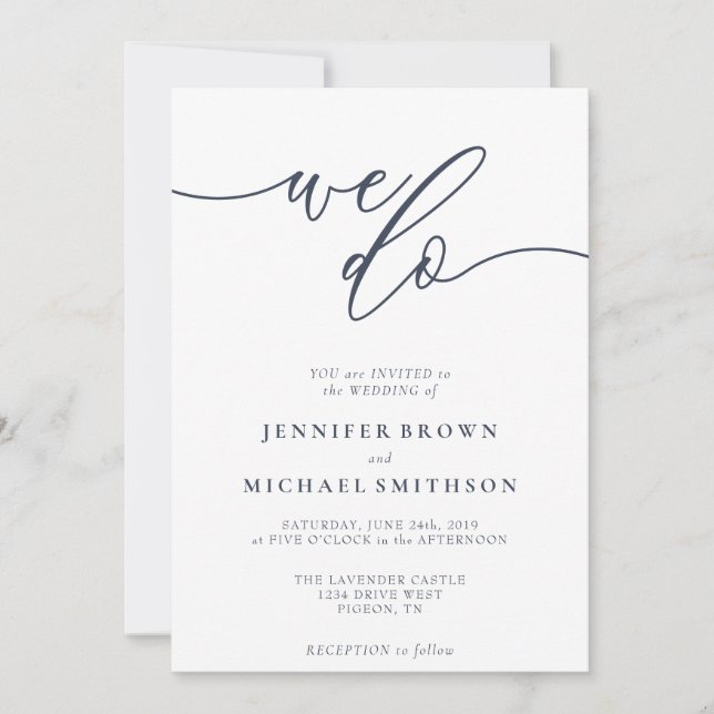 Convites Fazemos marinho de assinatura minimalista (Frente)