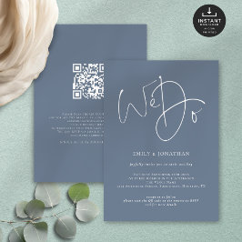 Convites Fazemos Script De Casamento De QR Branco Azul Dust
