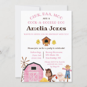 Convites Fazenda, Animais do Barnyard, Festa de aniversário