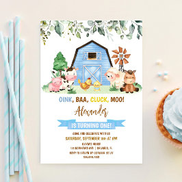 Convites Fazenda Animais Menino Primeiro Aniversário Quinta