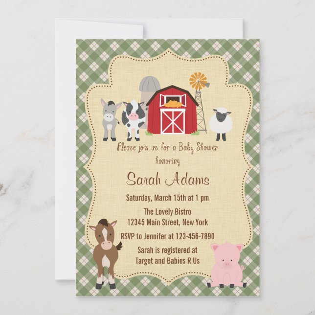 Convites Fazenda Animal Invitation Rustic (Frente)