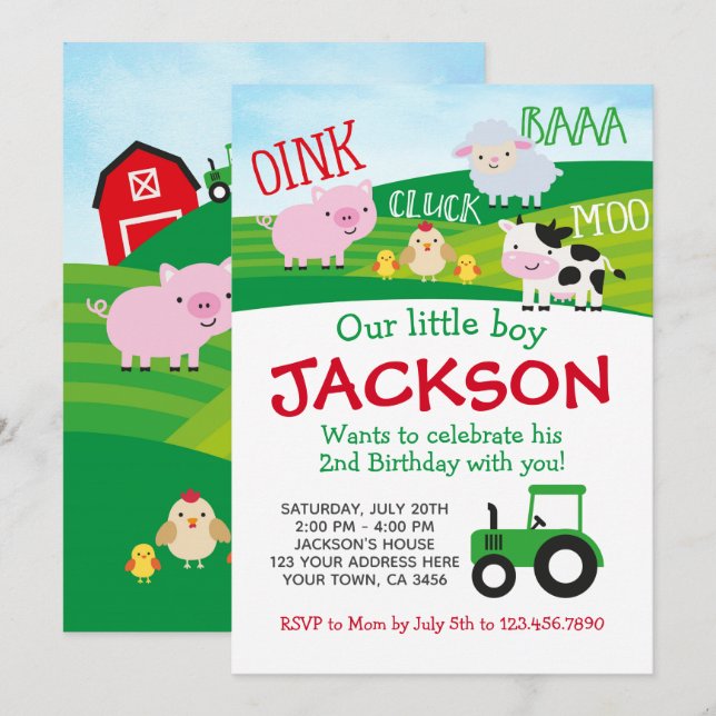 Convites Fazenda Aniversário (Frente/Verso)