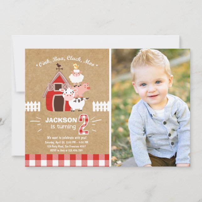 Convites Fazenda Convida o velho País McDonald de aniversár (Frente)