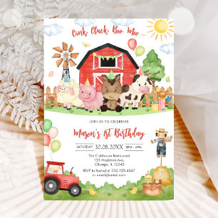Convites Fazenda de Animais de Aniversário Oink Baa Quack M