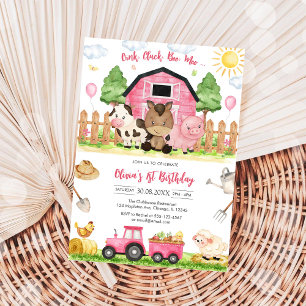 Convites Fazenda de Animais de Aniversário Oink Baa Quack M