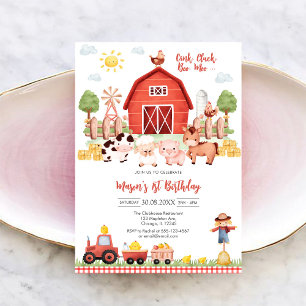 Convites Fazenda de Animais de Aniversário Oink Baa Quack M