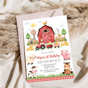 Convites Fazenda de Animais de Aniversário Oink Baa Quack M