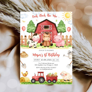 Convites Fazenda de Animais de Aniversário Oink Baa Quack M