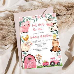 Convites Fazenda de Animais de Aniversário Oink Baa Quack M