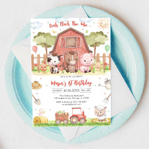 Convites Fazenda de Animais de Aniversário Oink Baa Quack M