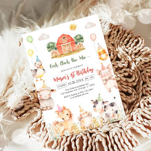 Convites Fazenda de Animais de Aniversário Oink Baa Quack M