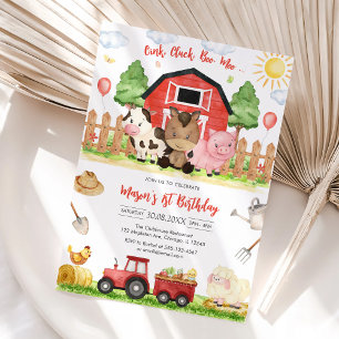 Convites Fazenda de Animais de Aniversário Oink Baa Quack M