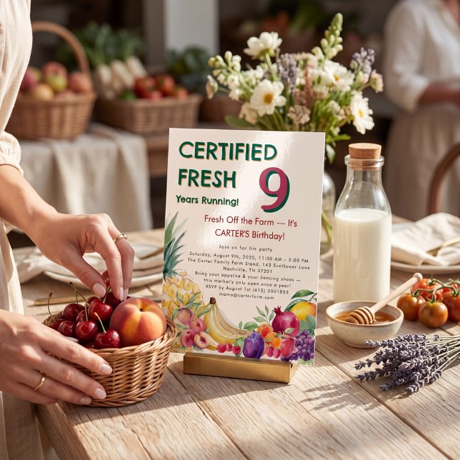 Convites Fazenda de Frutas Certificada Fresca 9º Aniversári (Criador carregado)
