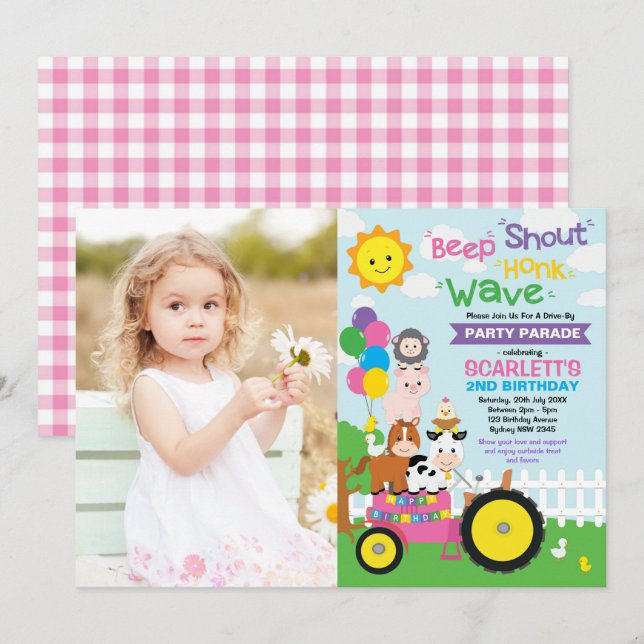 Convites Fazenda De Garota Por Festa de aniversário (Frente/Verso)