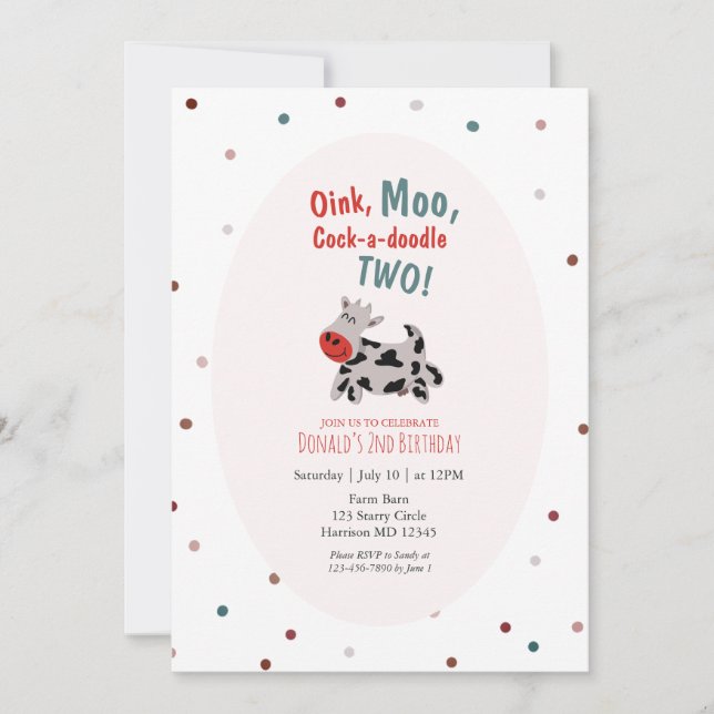 Convites Fazenda de Vaca Segundo Aniversário (Frente)