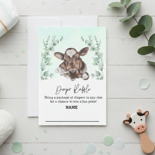 Convites Fazenda Eucalyptus Chá de fraldas Raffle fralda