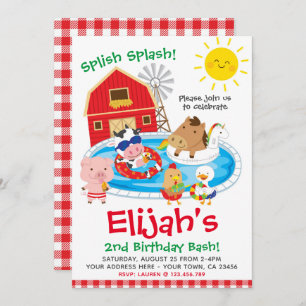 Convites Fazenda, festa na piscina