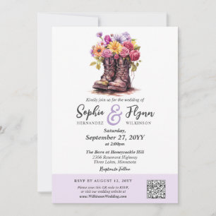 Convites Fazenda Floral Boots Rustic Barn Weding Combo RSVP
