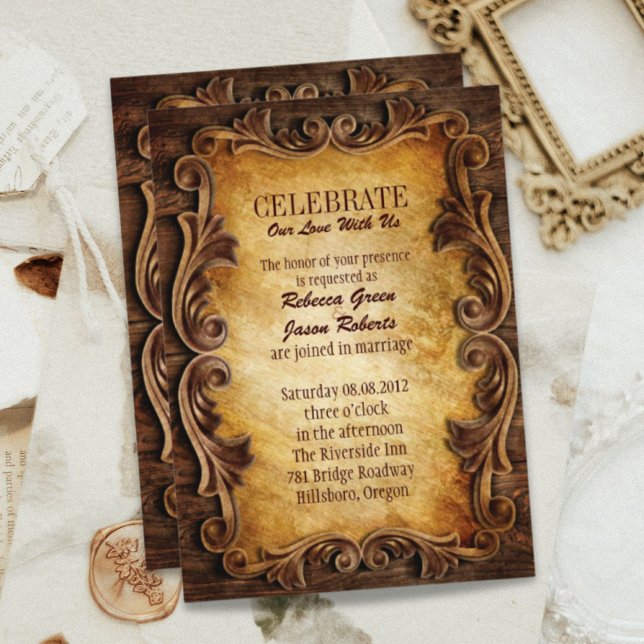 Convites Fazenda Rancho Campo Oeste Cowboy Celebração de Ca (Farm Ranch Western Country Cowboy Barn Wedding Invitation)