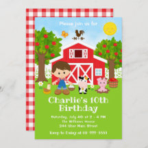 Fazenda Red Barnyard Birthday Brown Hair Boy