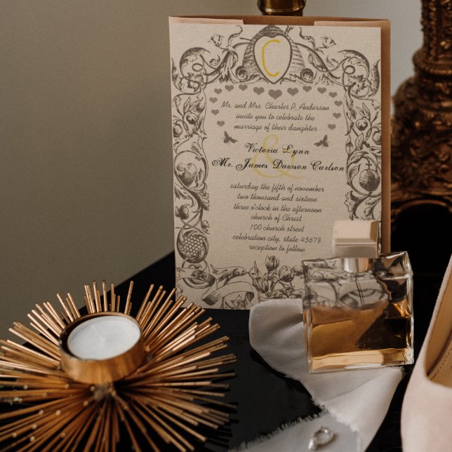 Convites Fazenda Rústica Bumble Bumble Hive Floral (Criador carregado)