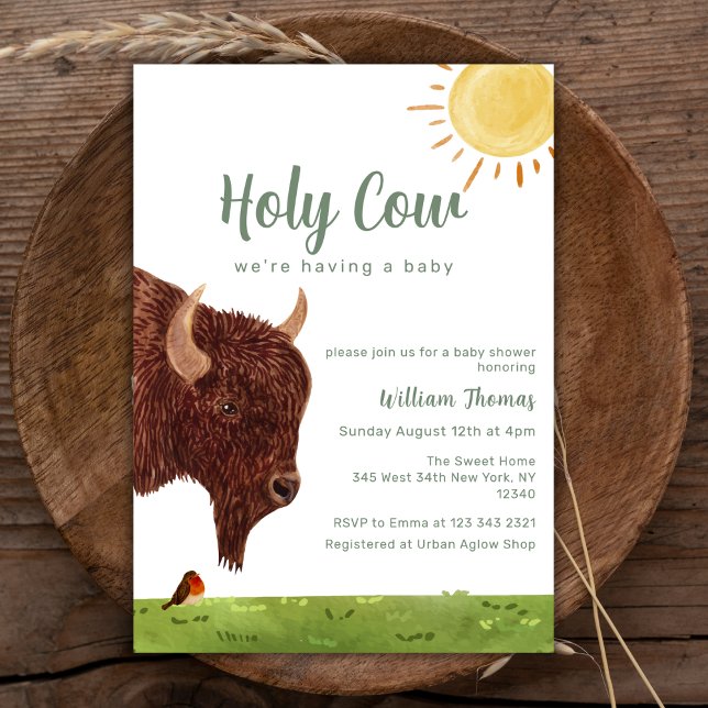 Convites Fazenda Santa Chá de fraldas (Holy Cow Farm Animal Baby Shower Invitation)