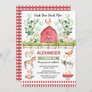 Convites Fazenda Verde Animais de Barnyard Bash