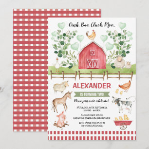 Convites Fazenda verde Animais do Barnyard Birthday Bash