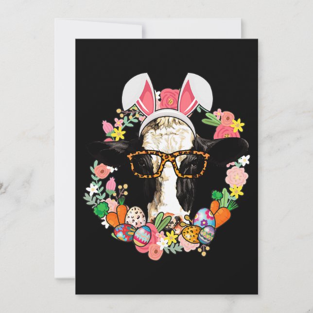 Convites Fazendeiro de Felzs pascoa de coelhinhos de vaca (Frente)