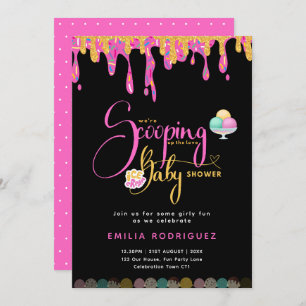 Convites Fazendo Scooping Love Sorvete Baby Chá