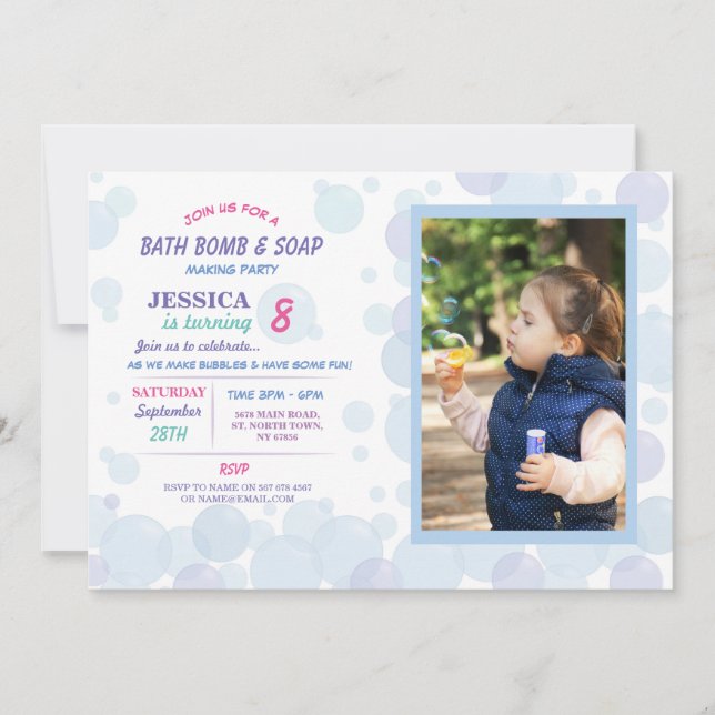 Convites Fazer Bath Soap  Festa de aniversário de bolhas (Frente)