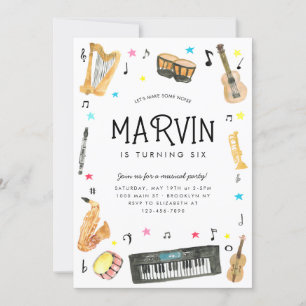 Convites Fazer Instrumento Musical Notas Música Aniversário