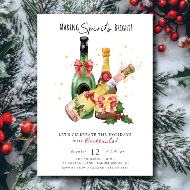 Convites Fazer Spira Feriado Brilhante Festa Cocktail (Criador carregado)