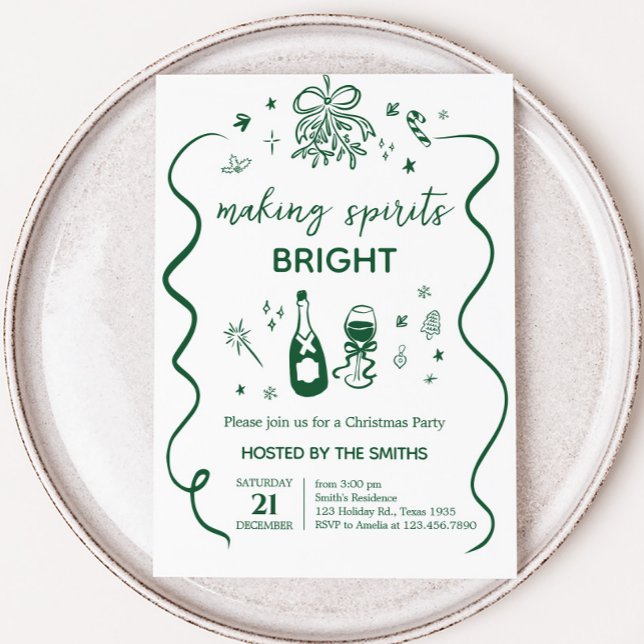 Convites Fazer Whimsic Spira Bright Festa de Natal (Whimsical Hand Drawn Making Spirits Bright Christmas Party Invitation)
