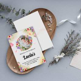 Convites Fé Flutuante: Foto do Batismo Moderno da Borboleta