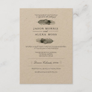 Convites Feather Watercolor Casamento Elegante Boho
